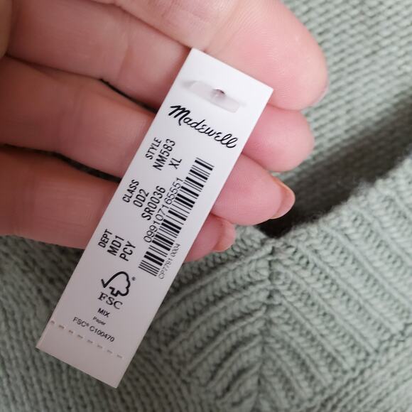 NEW Madewell Wool Blend V-neck Sweater Mens XL Green Pullover Long Sleeve Knit - Picture 6 of 13
